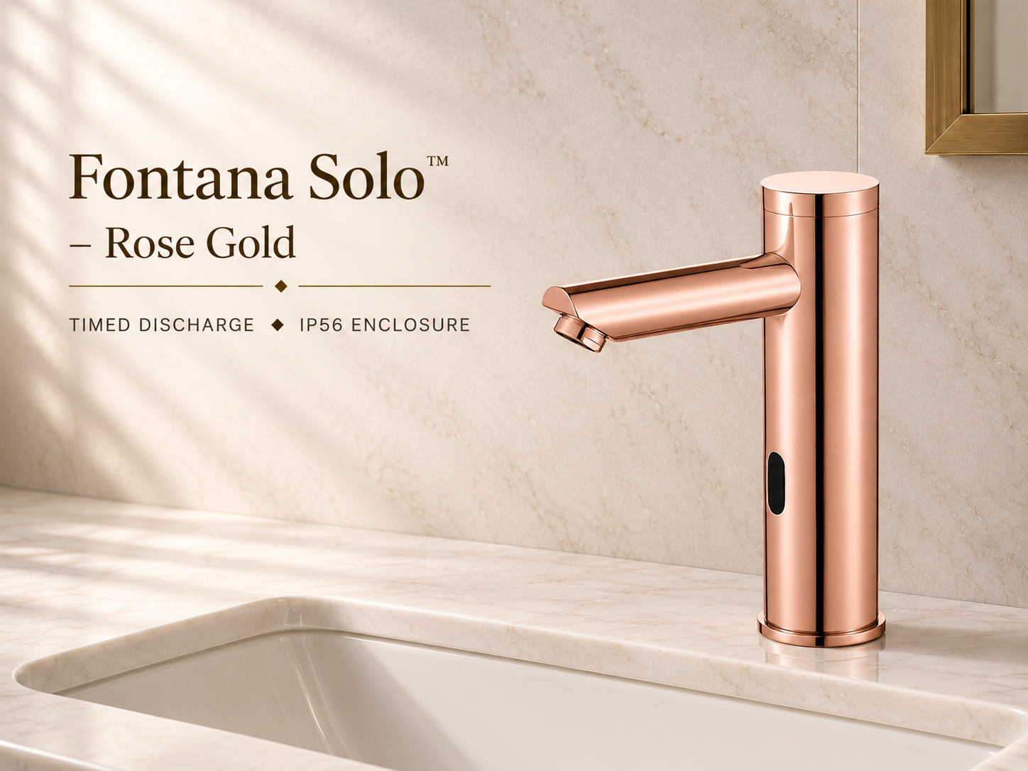Fontana Solo Rose Gold Wall Mounted Battery-Powered Touchless Faucet